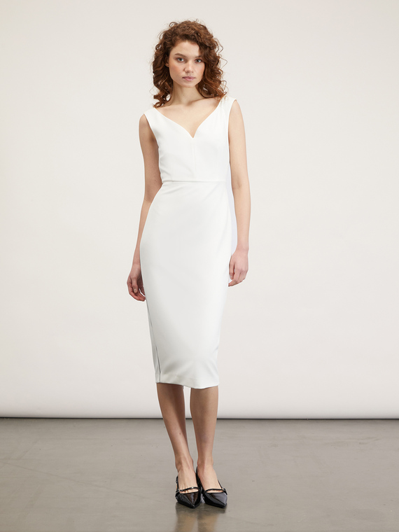 Elegant sheath dress with contrasting zip
