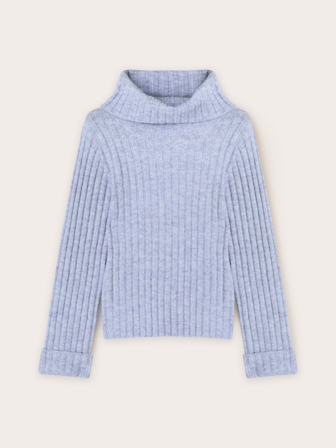 Pulover plat cu guler cu nervuri image number 4