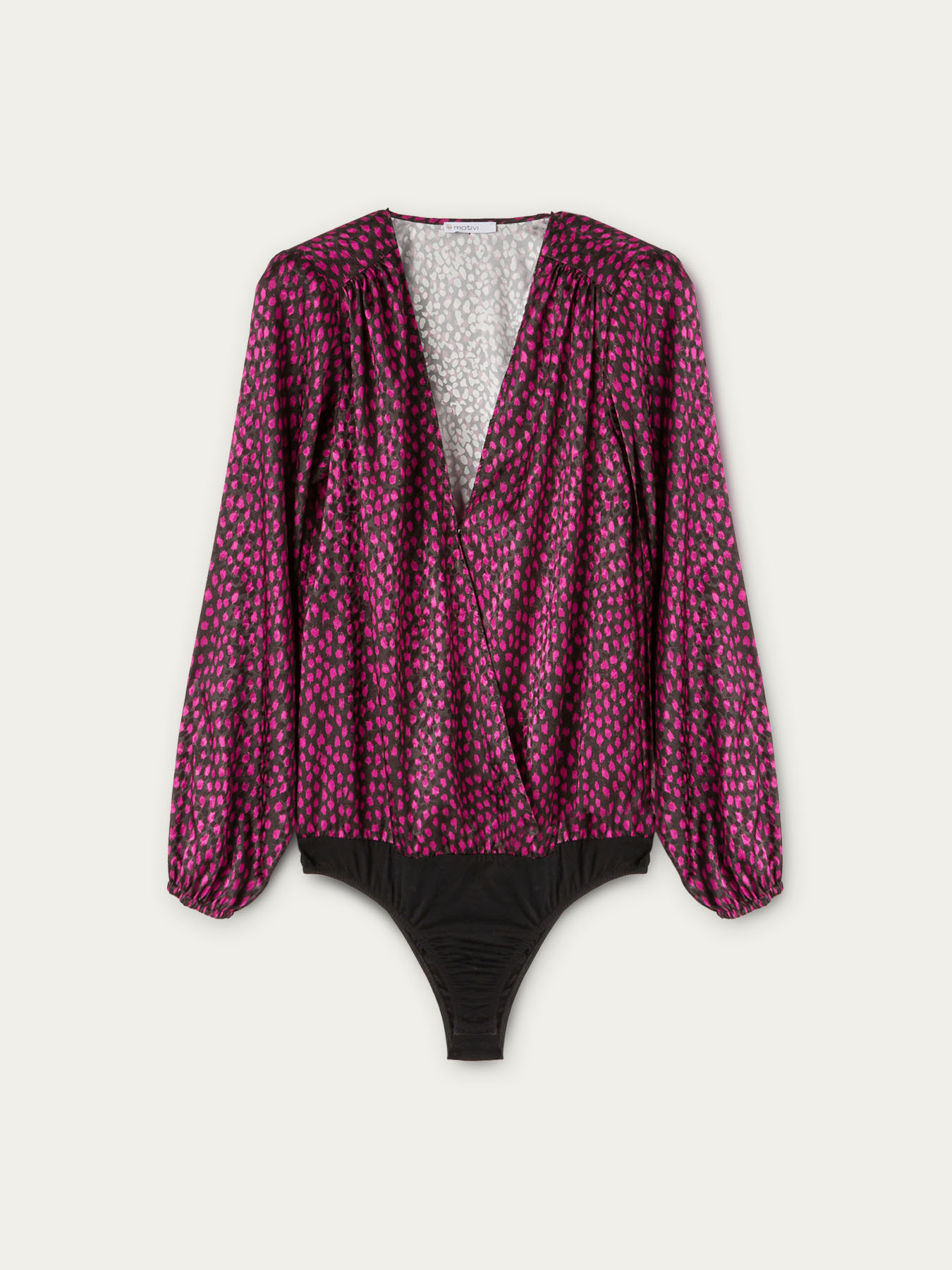 Blouse jacquard cache-c&oelig;ur &agrave; motif tachet&eacute; image number 3