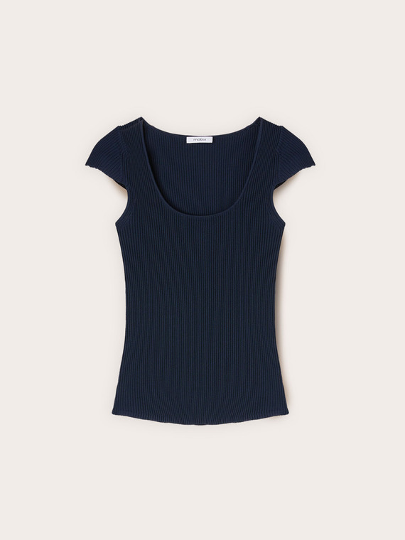 Tricou cu nervuri din amestec de viscoză