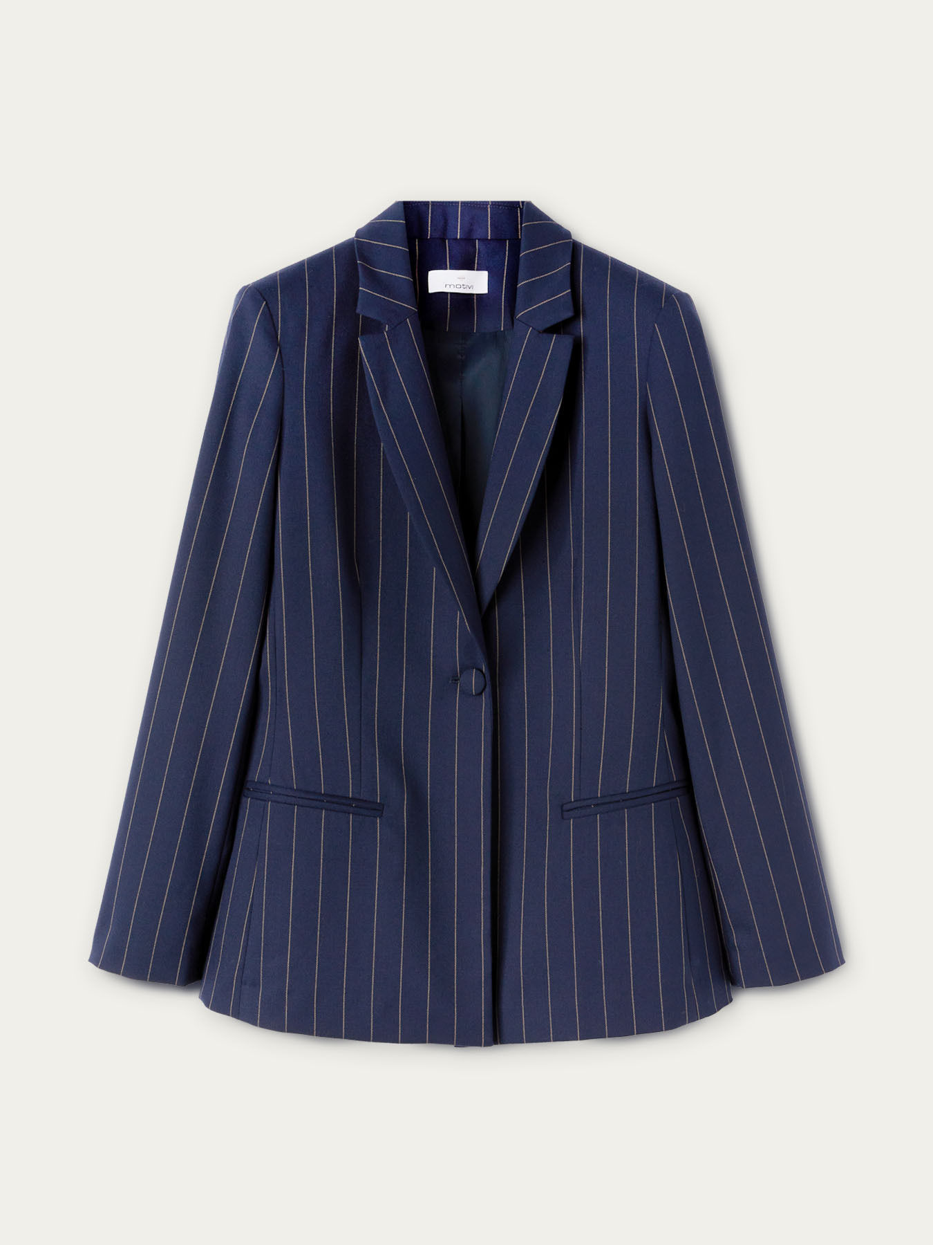 Blazer de raya diplom&aacute;tica con un bot&oacute;n image number 3