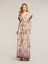 Langes Flare-Kleid aus Satin mit Print image number 0