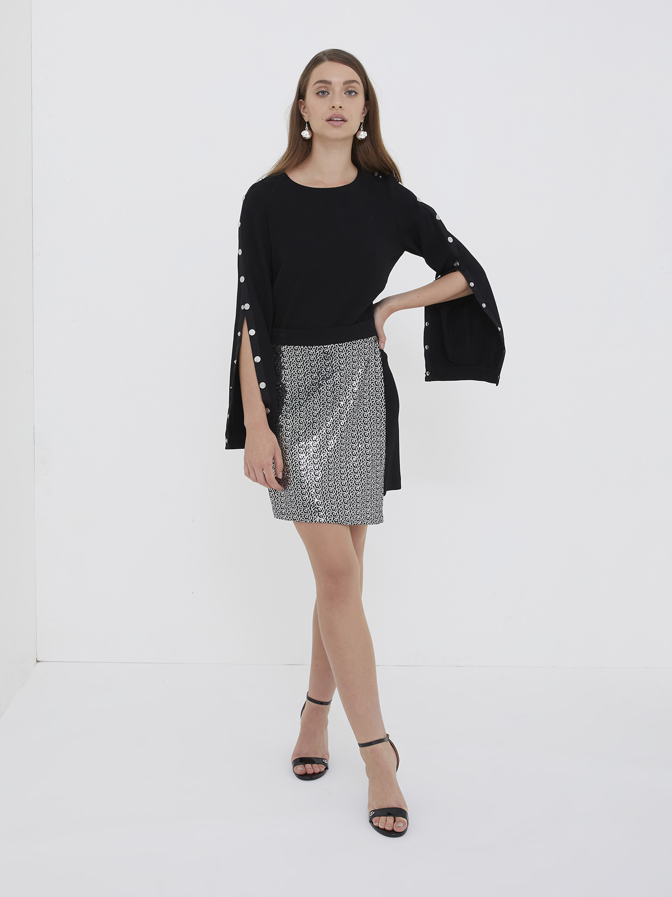 Falda con efecto de punto metálico Smart Couture image number 0