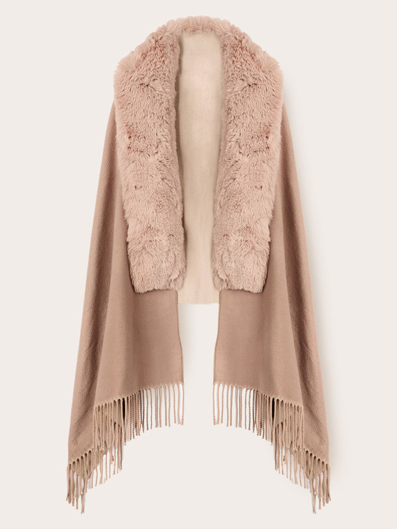 Poncho de pa&ntilde;o con flecos