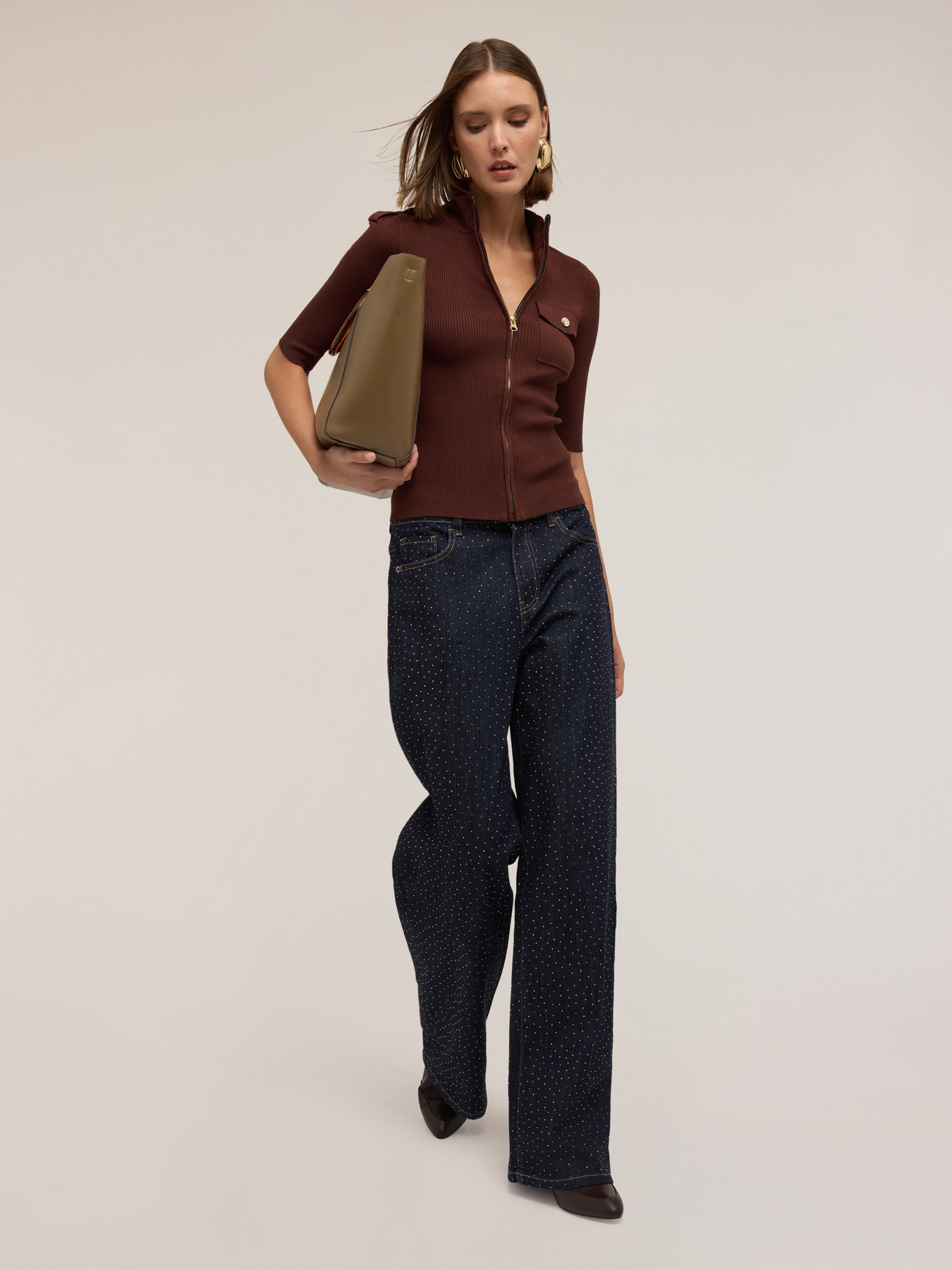 Ribbed cardigan with epaulettes image number 0