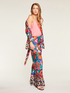 Floral pattern flowing wide-leg trousers image number 3
