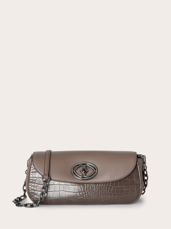 Sac &agrave; bandouli&egrave;re en tissu enduit imprim&eacute; python