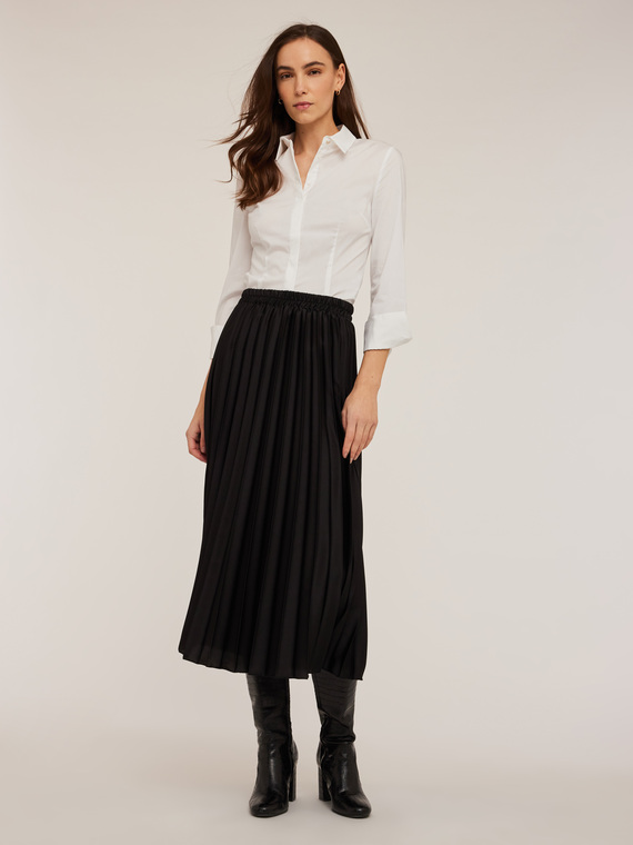 Pleated midi skirt in satin