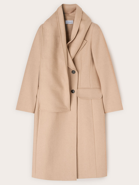 Cappotto doppiopetto con motivo sciarpa