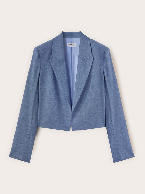 Short linen blend jacket