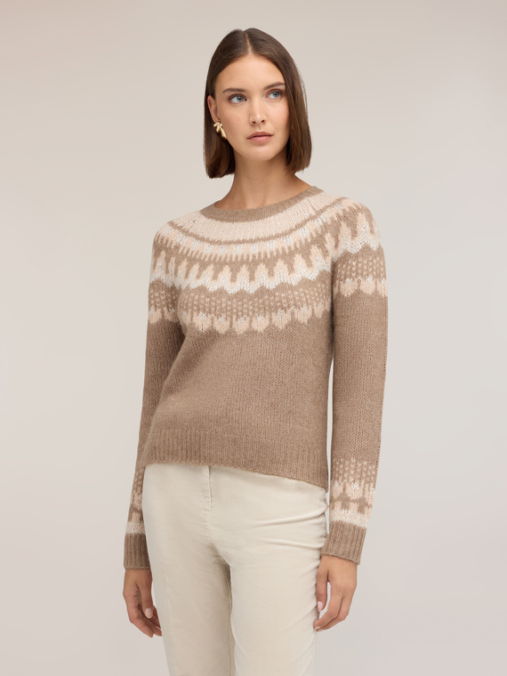 Fair isle sweater in alpaca blend with sequins