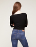 Solid colour rib knit sweater image number 1