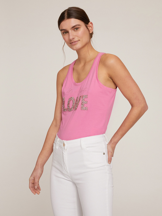 Motivi Top in cotone con scritta Donna