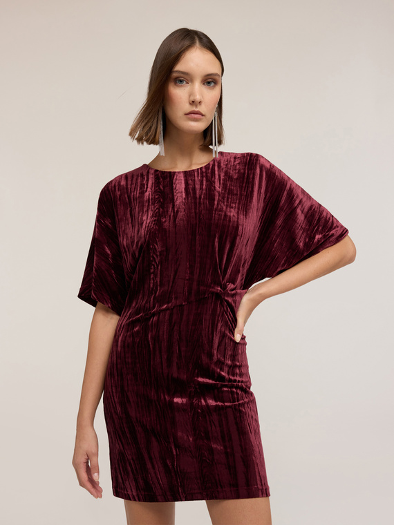 Pleated velvet kimono dress