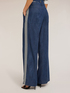 Pantaloni tip palazzo din denim cu benzi laterale image number 1