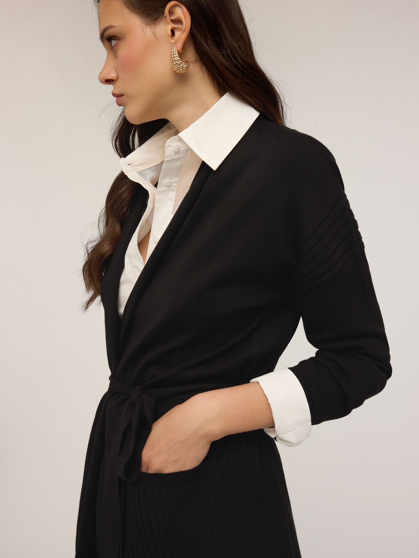 Cardigan long avec ceinture image number 3