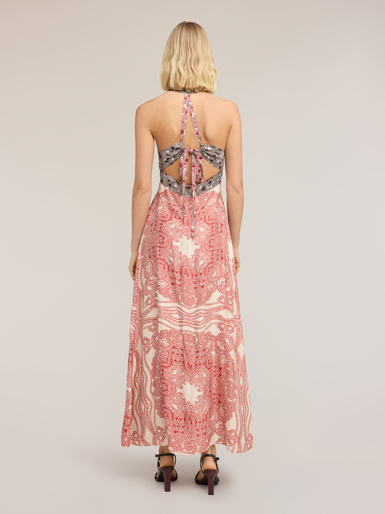 Rochie lungă din satin cu imprimeu paisley image number 1