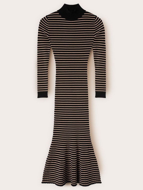 Vestito midi in maglia a righe