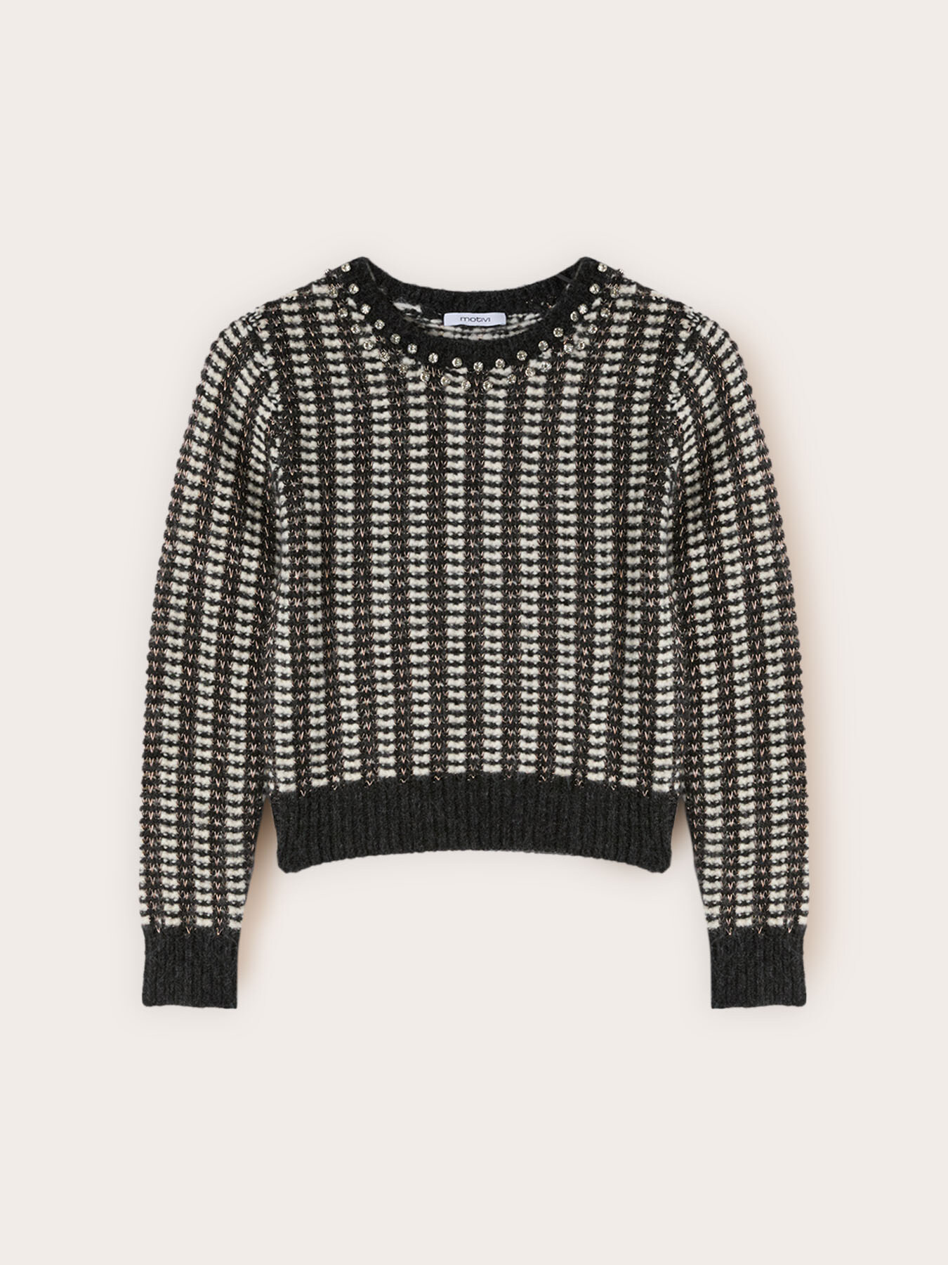 Pulover jacquard cu aplicații image number 4