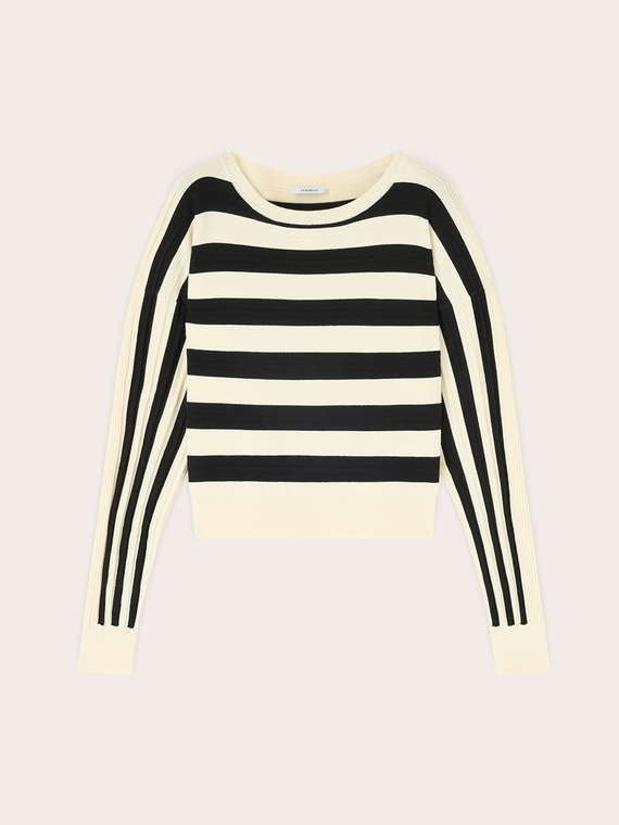 Gestreifter Strickpullover aus Viskosemischung