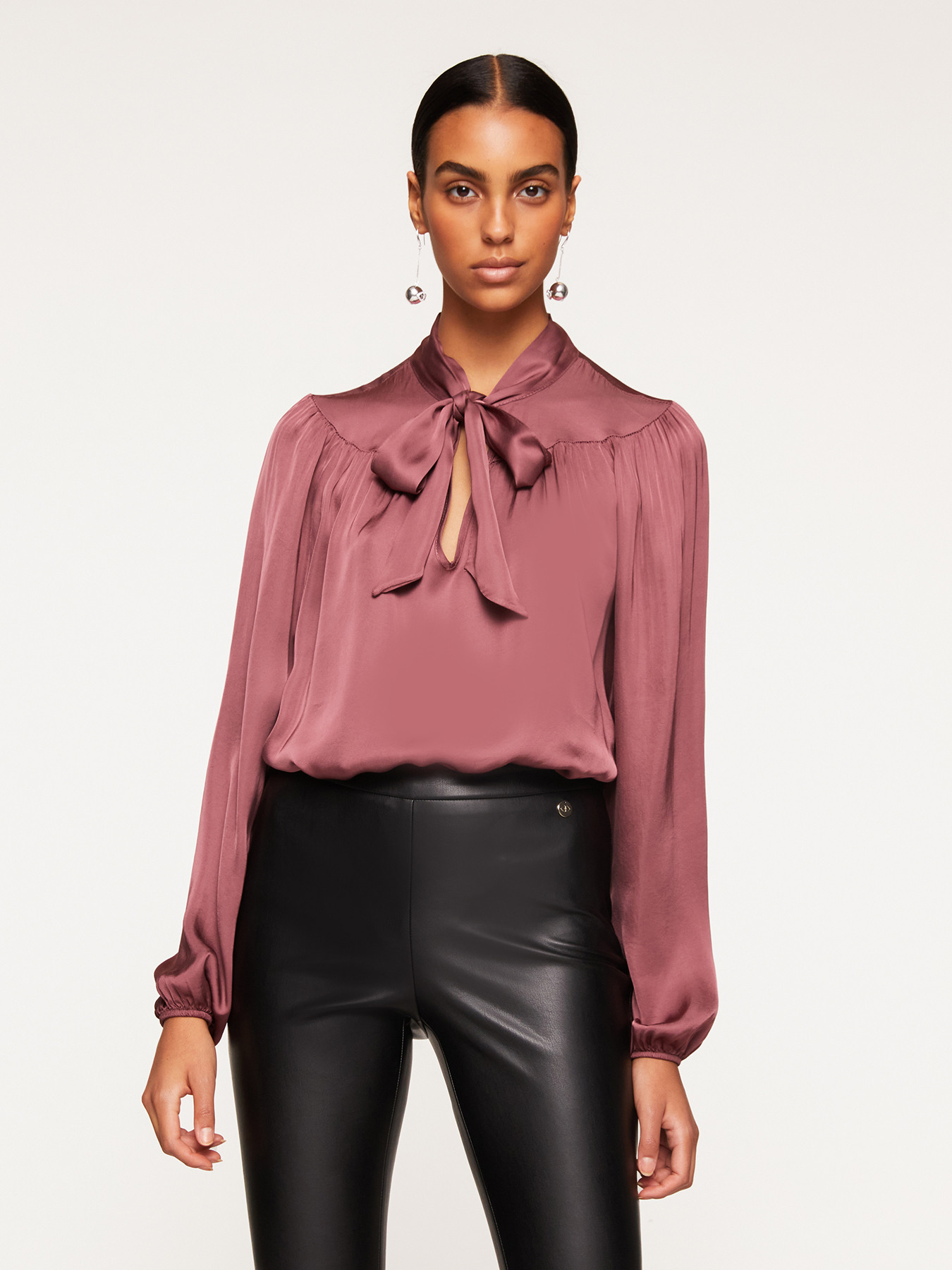 Satin blouse with yoke feature image number 0