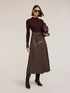 Midi A-line skirt in coated fabric image number 0