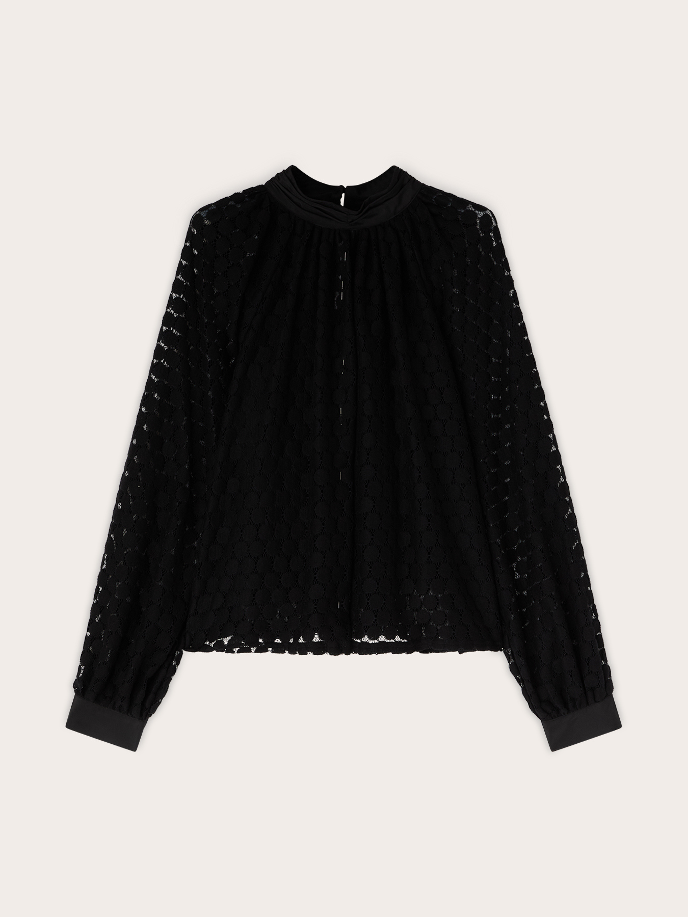 Blusa in pizzo con collo alto image number 4
