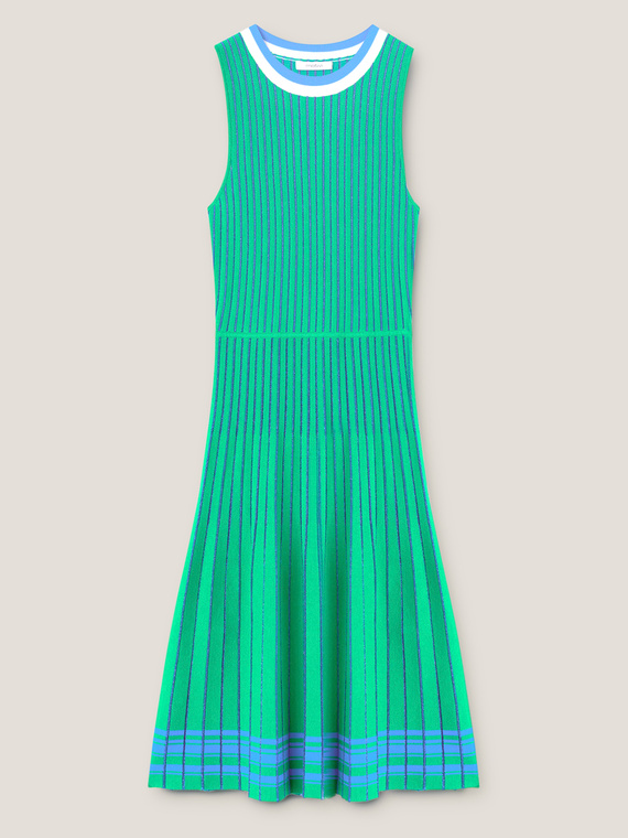 Kurzes Kleid aus plissiertem Strick mit Lurex