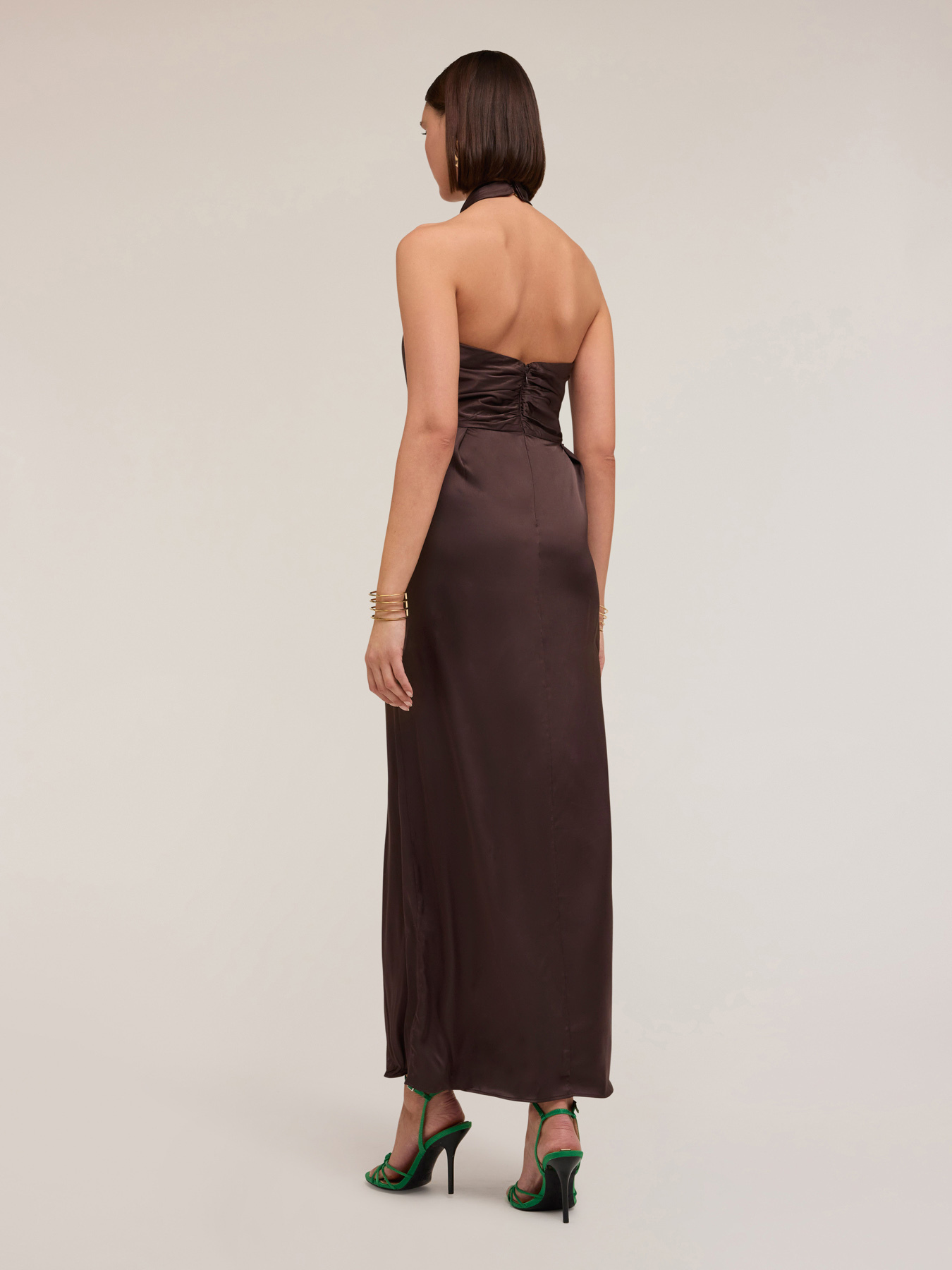Vestito halter in raso lucido image number 1