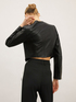 Faux leather slim fit jacket with shaping cuts image number 1