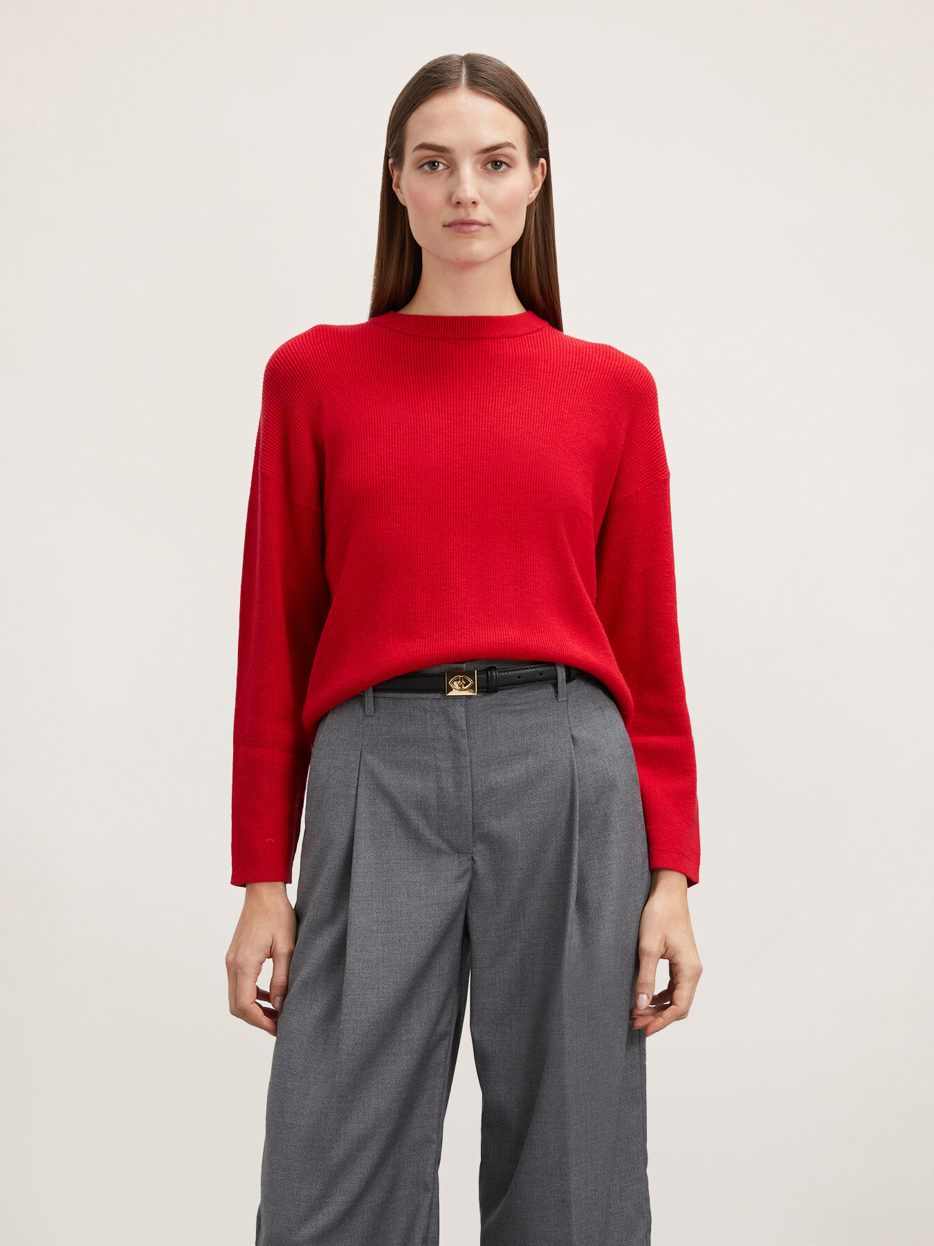 Ribbed sweater with overlapping slit at the back image number 0