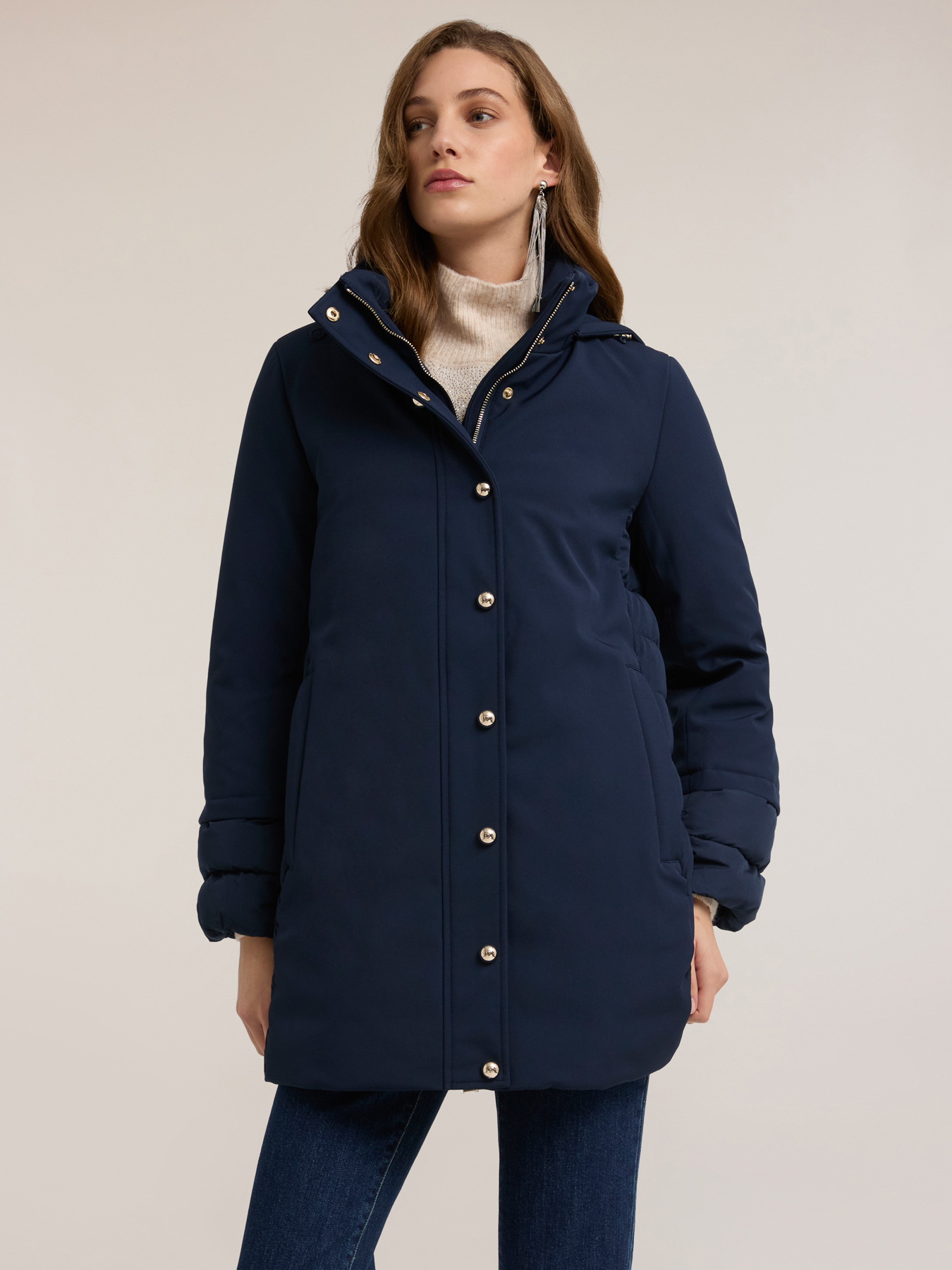 Down jacket with removable hood image number 2