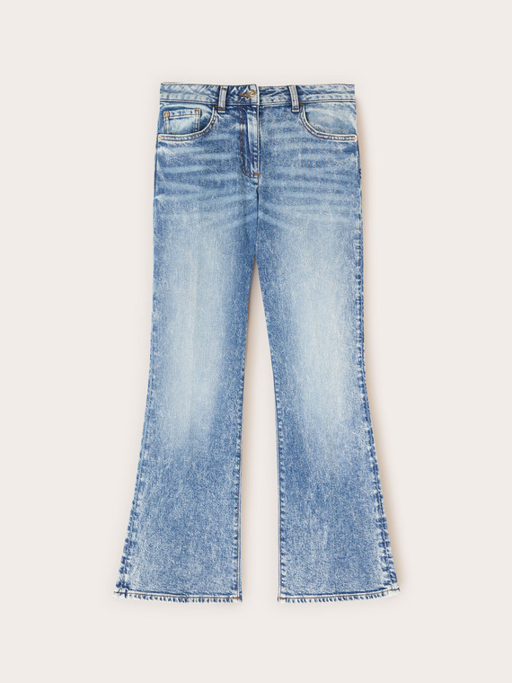 Kick flare jeans in stone washed denim