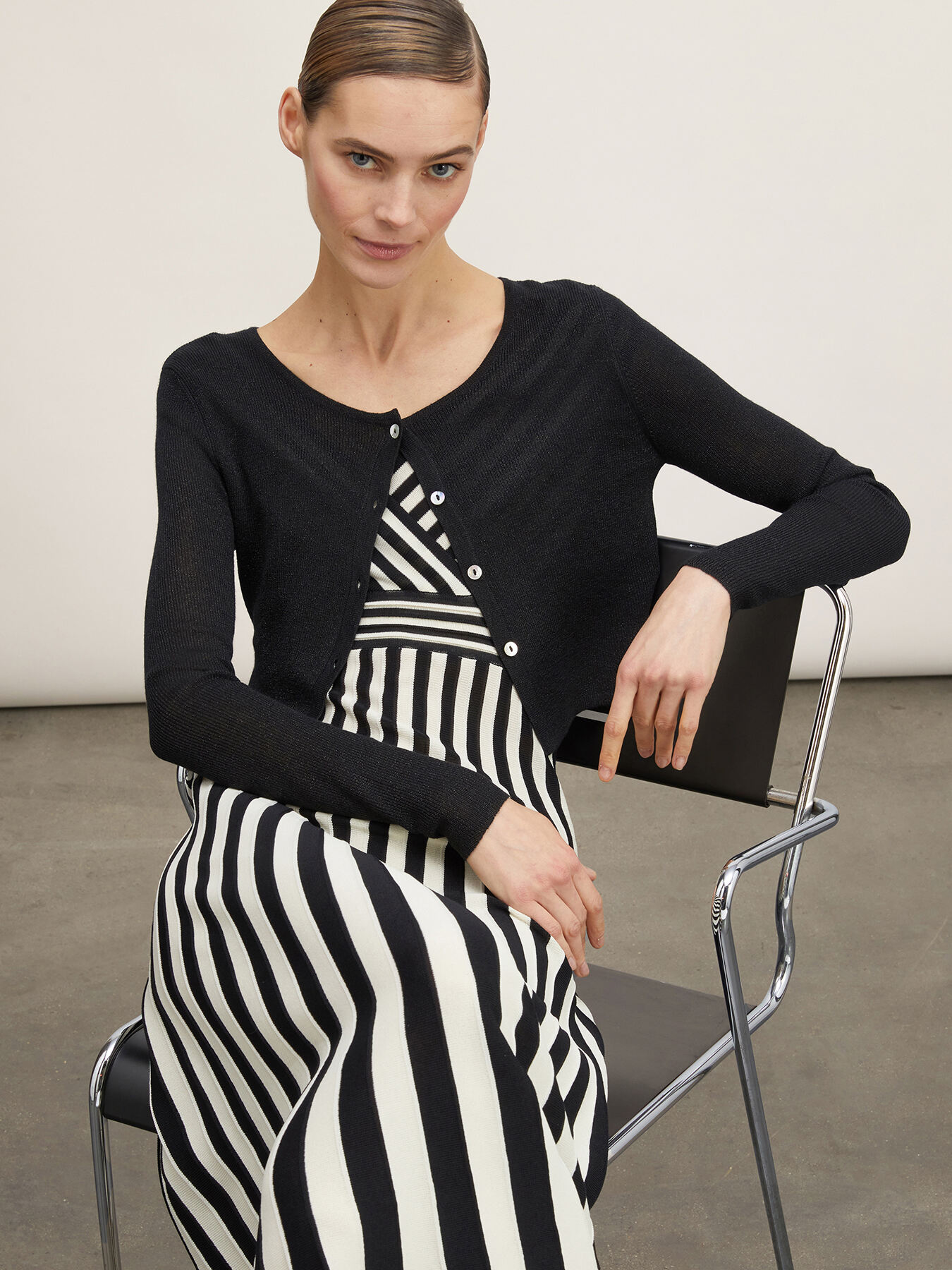 Cardigan corto in maglia lurex image number 3