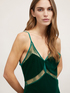 Smooth velvet and lace lingerie dress image number 2