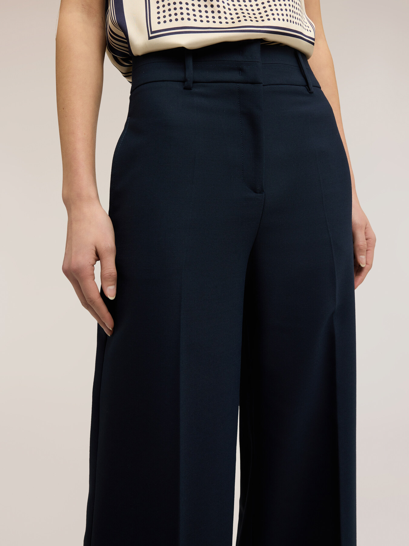 Wide-leg trousers in twill fabric image number 0