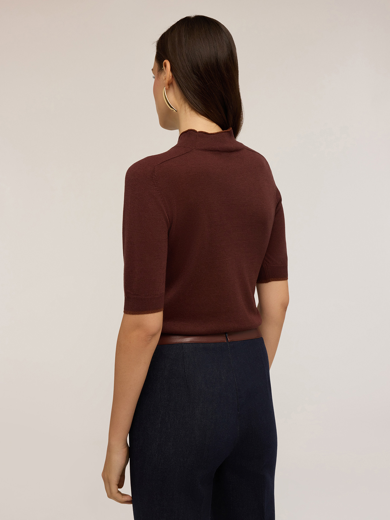 Maglia a lupetto misto seta image number 1