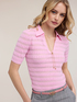 Fine knit polo with ajour&eacute; detailing image number 0