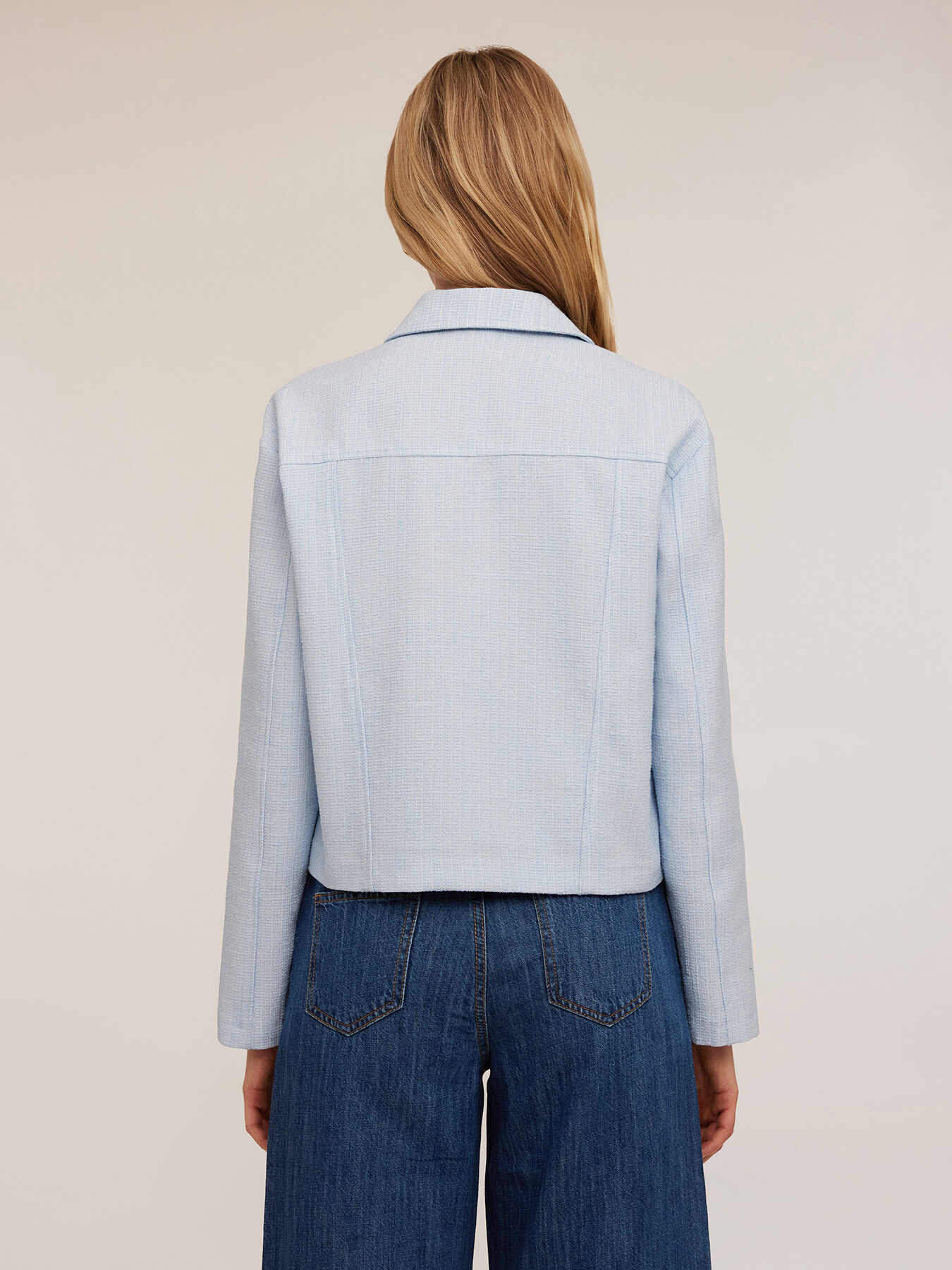 Denim-style tweed jacket image number 1
