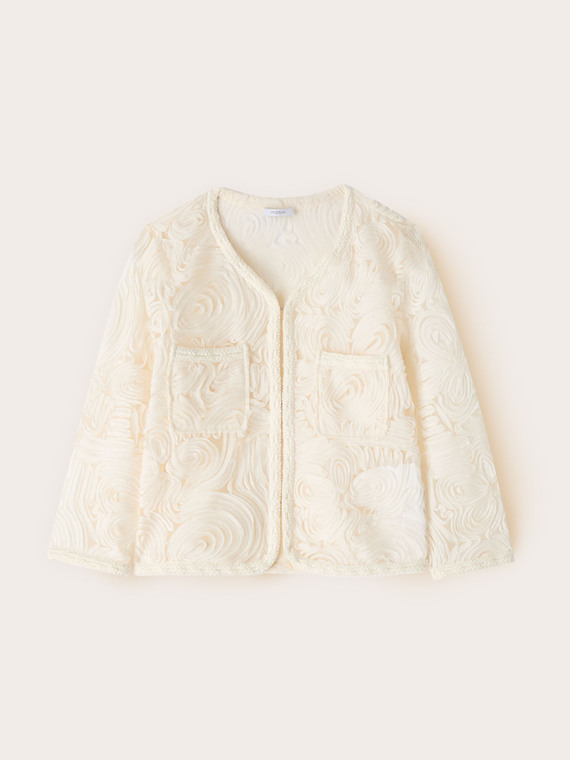 Chaqueta chanel corta en tul con bordado