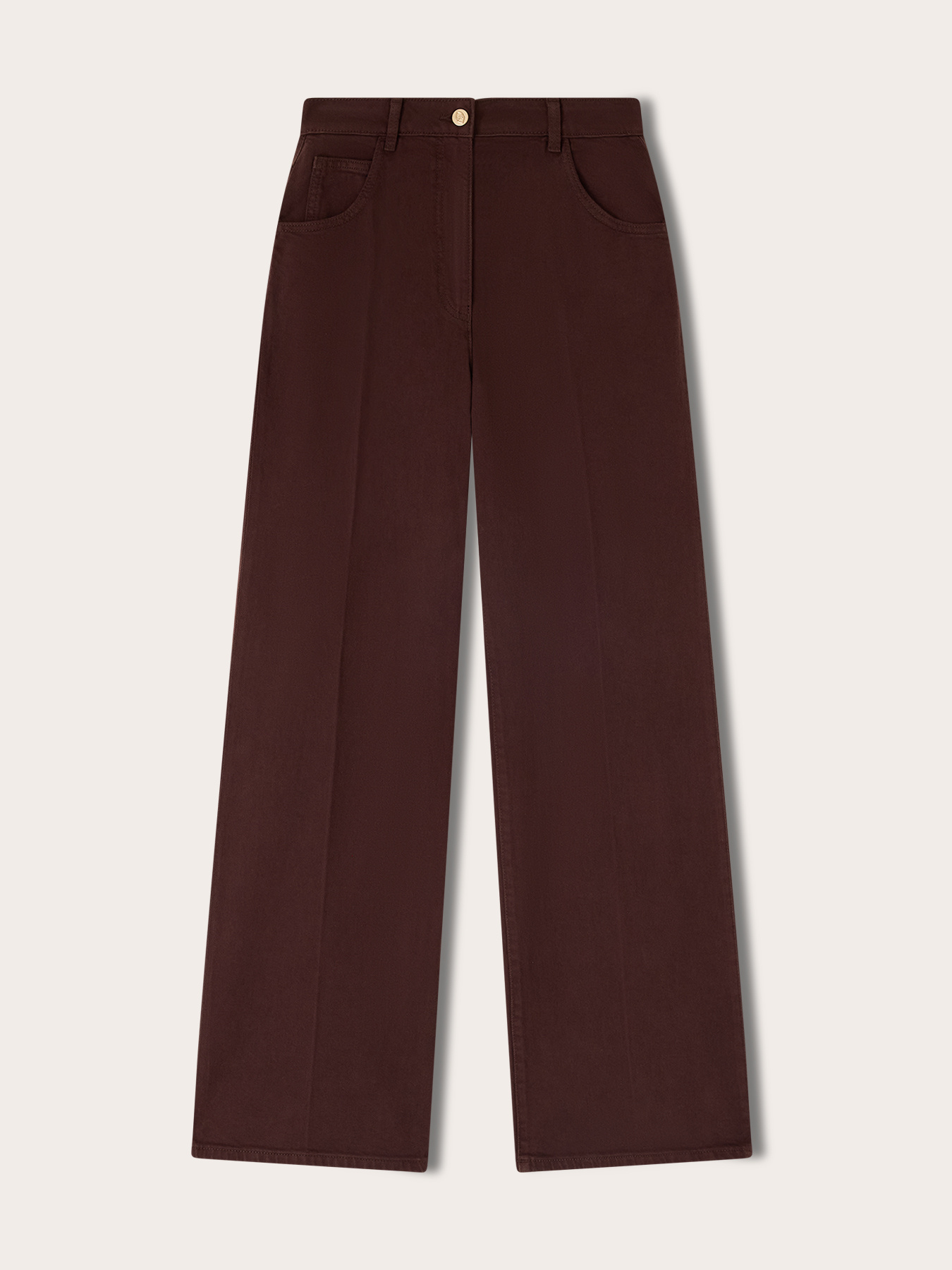 Pantaloni palazzo in drill con piega stirata image number 4