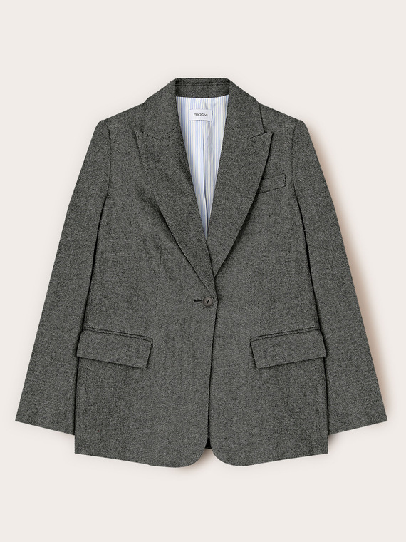 Veste structurée à un bouton en tissu armure