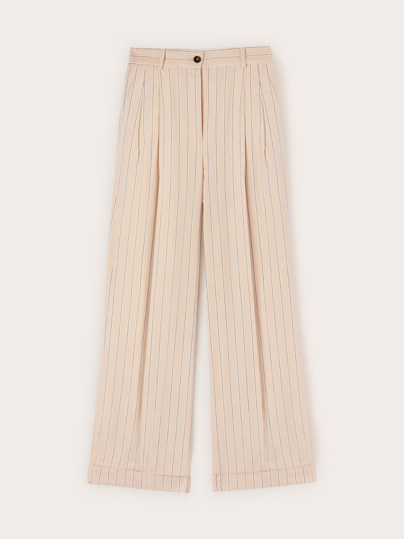 Striped linen blend palazzo pants