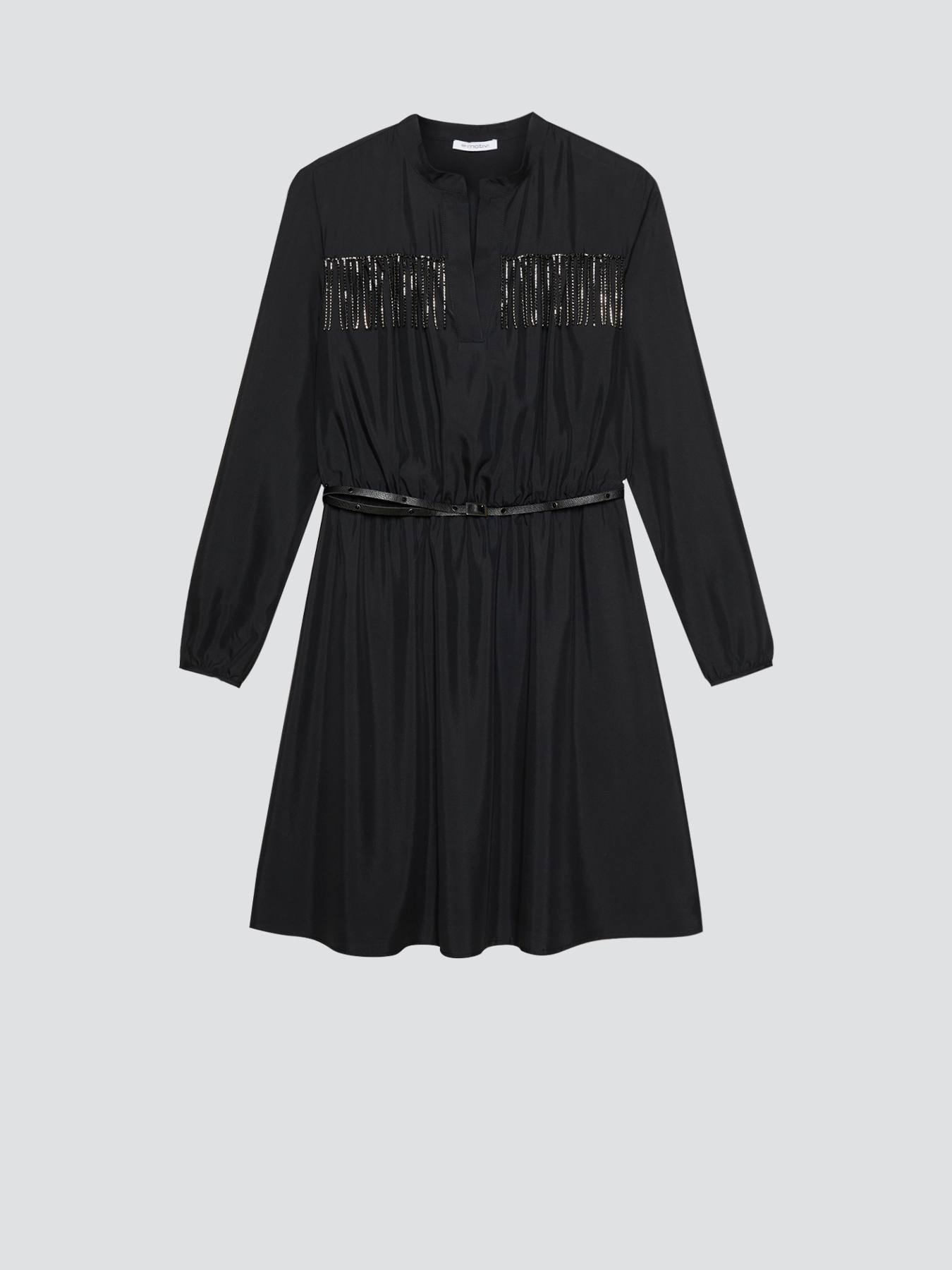 Hemdblusenkleid mit Strassfransen image number 3