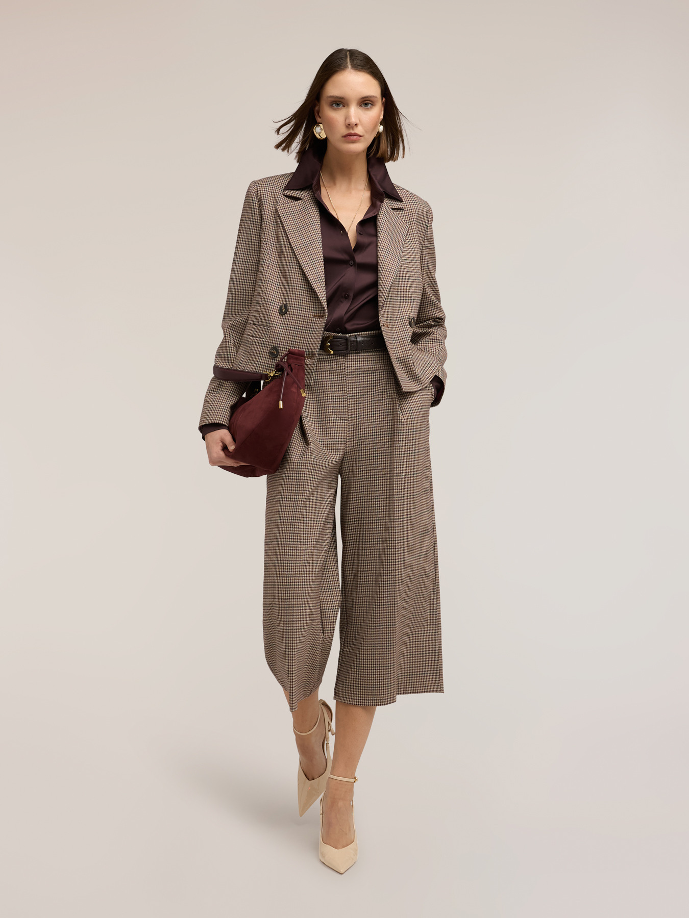 Kurze Doppelreiher-Jacke mit Karomuster image number 0