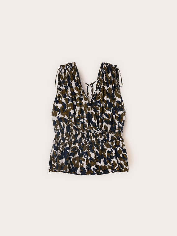 Bluse aus Viskose mit Print und Drapierung