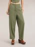 Pleated linen blend trousers with cuffs image number 2