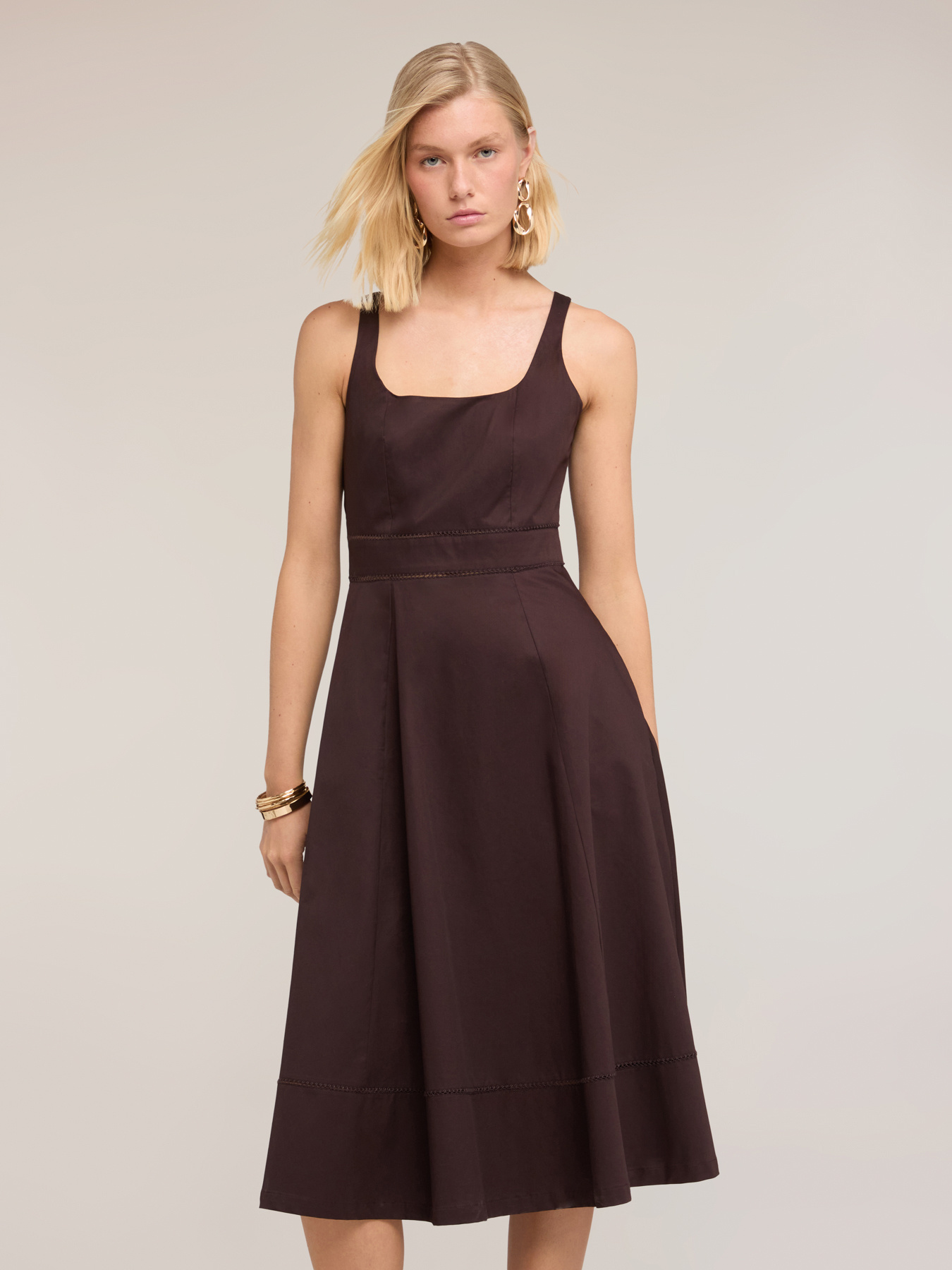 Robe &eacute;vas&eacute;e en popeline avec ajour&eacute; image number 2
