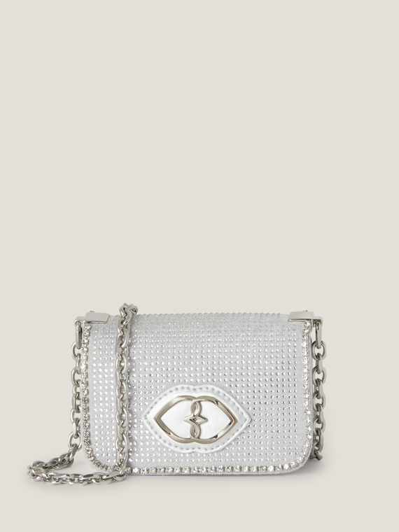 Micro Daily Bag in similpelle con strass