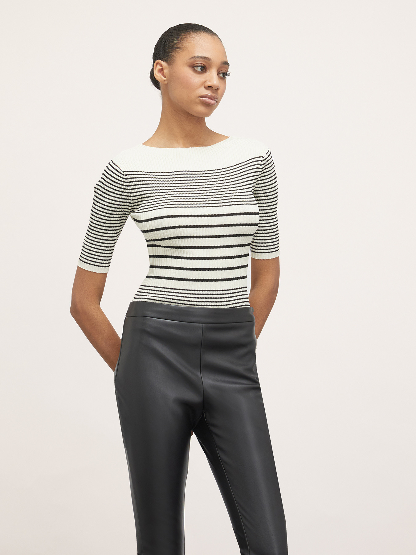Jacquard ribbed striped sweater image number 0